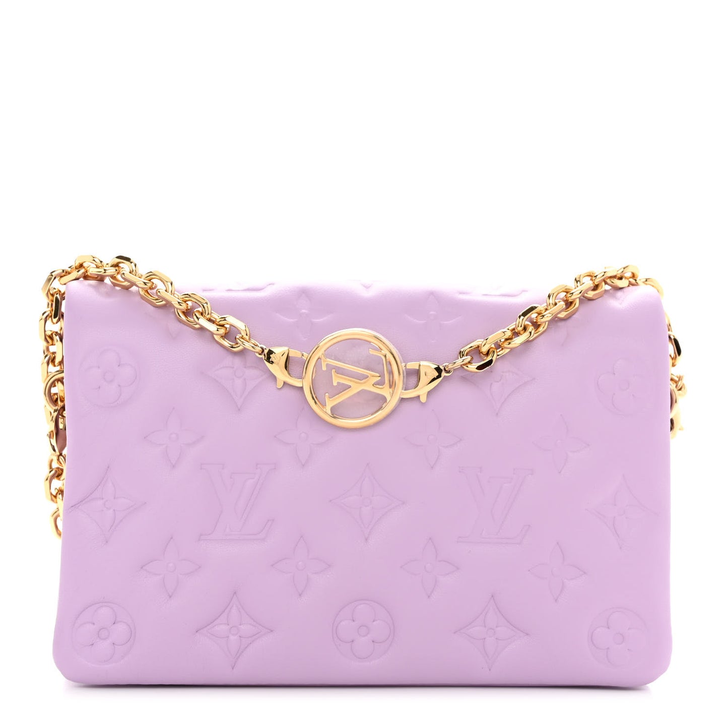 Lambskin Embossed Monogram Pochette Coussin Parme