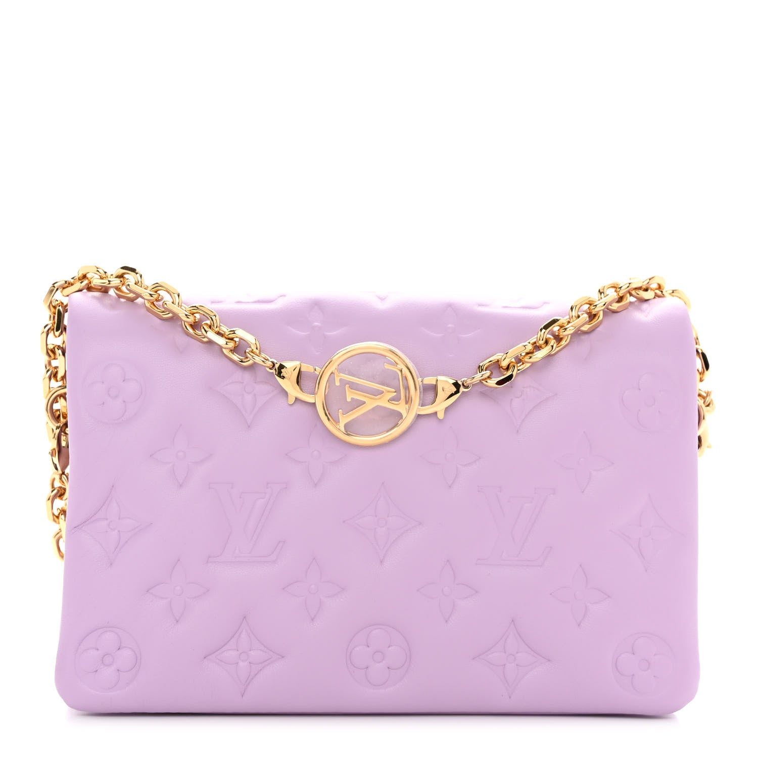 Louis Vuitton Lambskin Embossed Monogram Pochette Coussin Parme 1 of 10