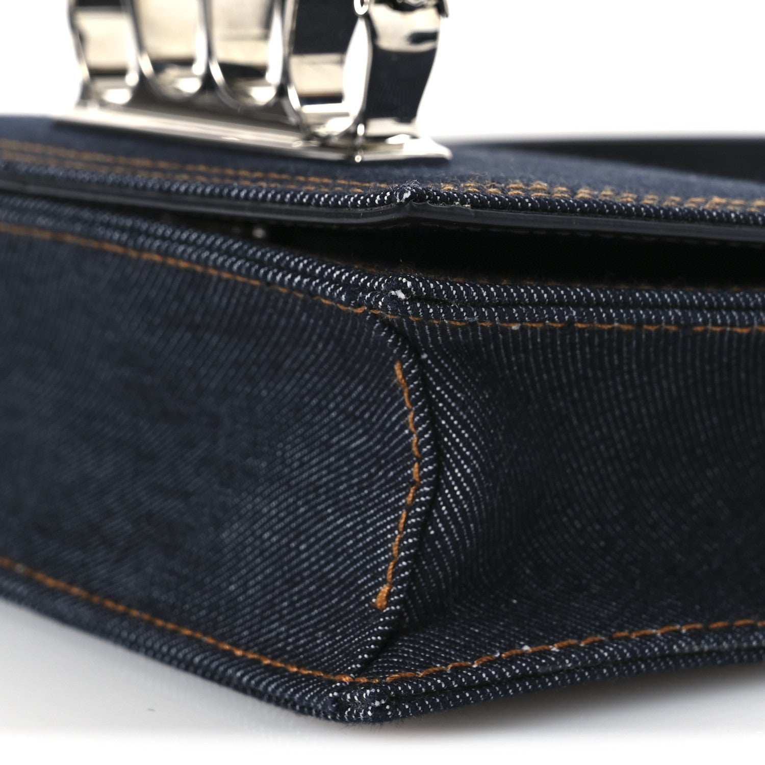 Alexander McQueen Denim Studded Jeweled Mini The Biker Knuckle Satchel Blue 10 of 10