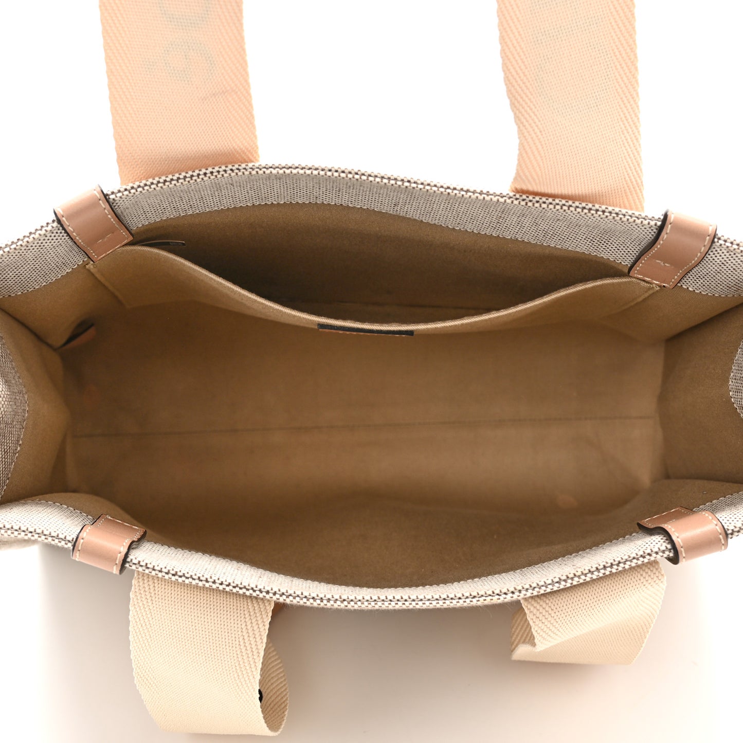 Cotton Calfskin Medium Woody Ribbon Tote White Brown