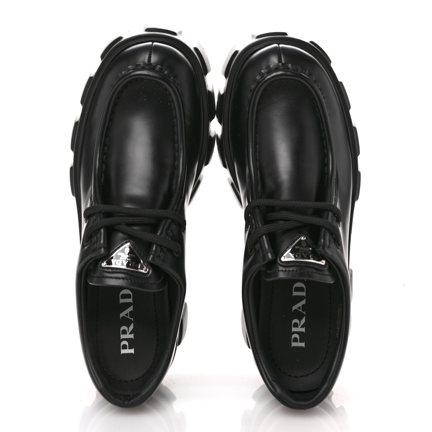 Prada Spazzolato Rois Monolith 55mm Derby Loafers 37.5 Black 2 of 12