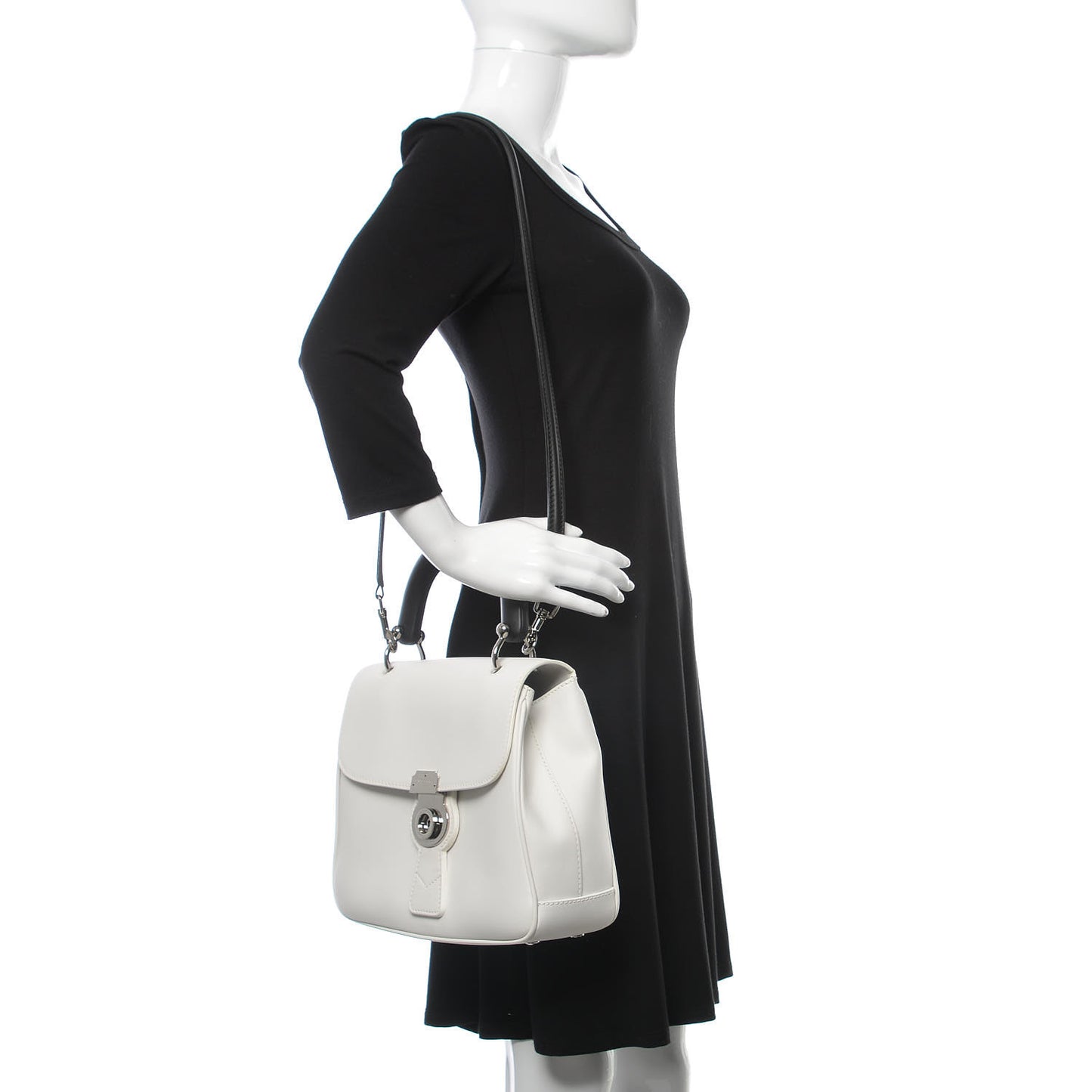 Trench Calfskin Medium DK88 Top Handle Bag Chalk White