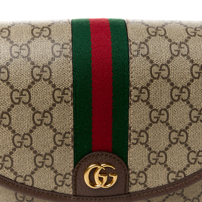 Gucci GG Supreme Monogram Textured Dollar Calfskin Web Studded Mini Ophidia Flap Shoulder Bag Beige Ebony New Acero 9 of 11