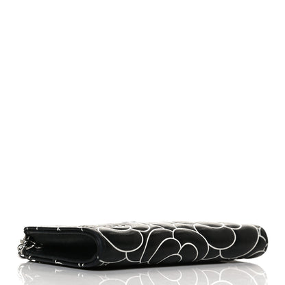 Chanel Lambskin Camellia Embossed Key Holder Case Black White 4 of 8