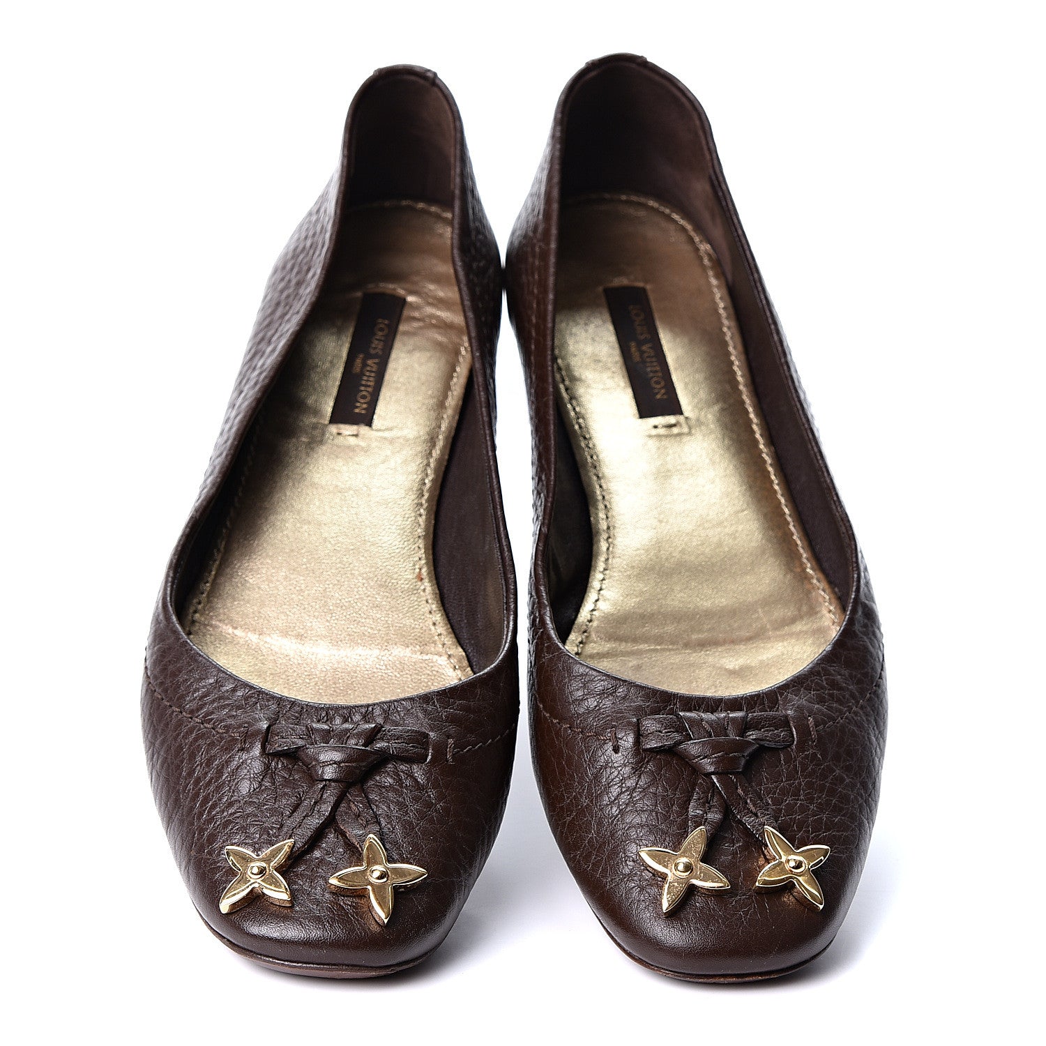 Louis Vuitton Calfskin Marguerite Ballerina Flats 36 Brown 6 of 10