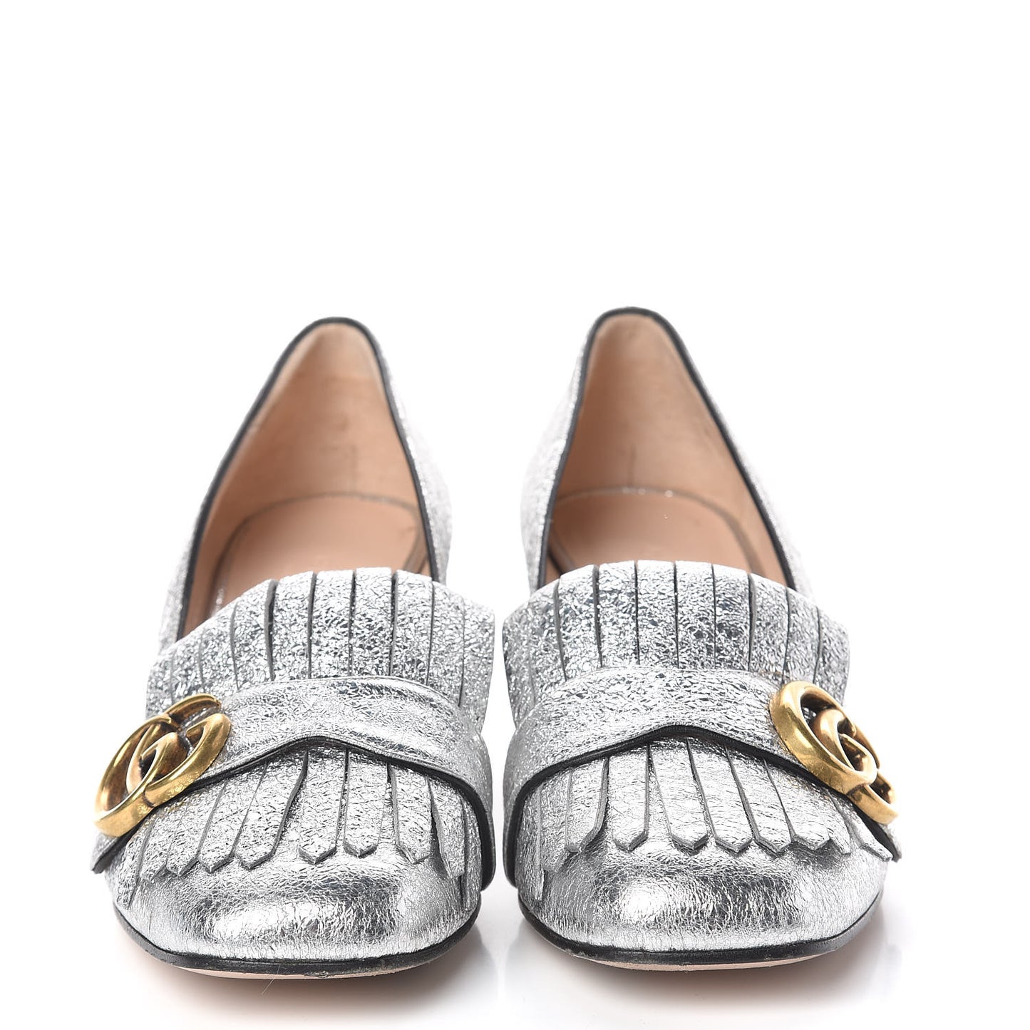 Galassia GG Marmont Fringe 50mm Loafer Pumps 37.5 Argento