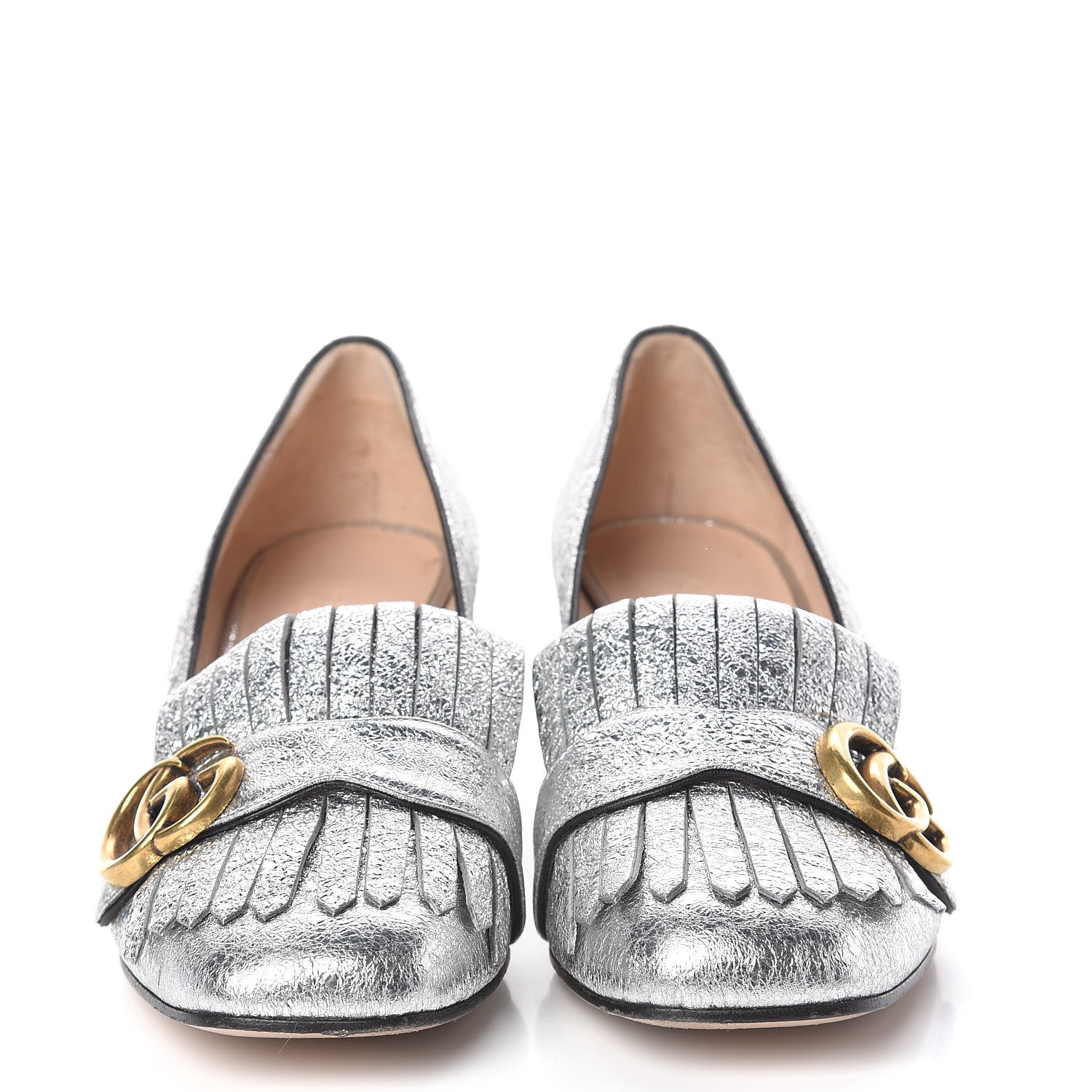 Gucci Galassia GG Marmont Fringe 50mm Loafer Pumps 37.5 Argento 2 of 11