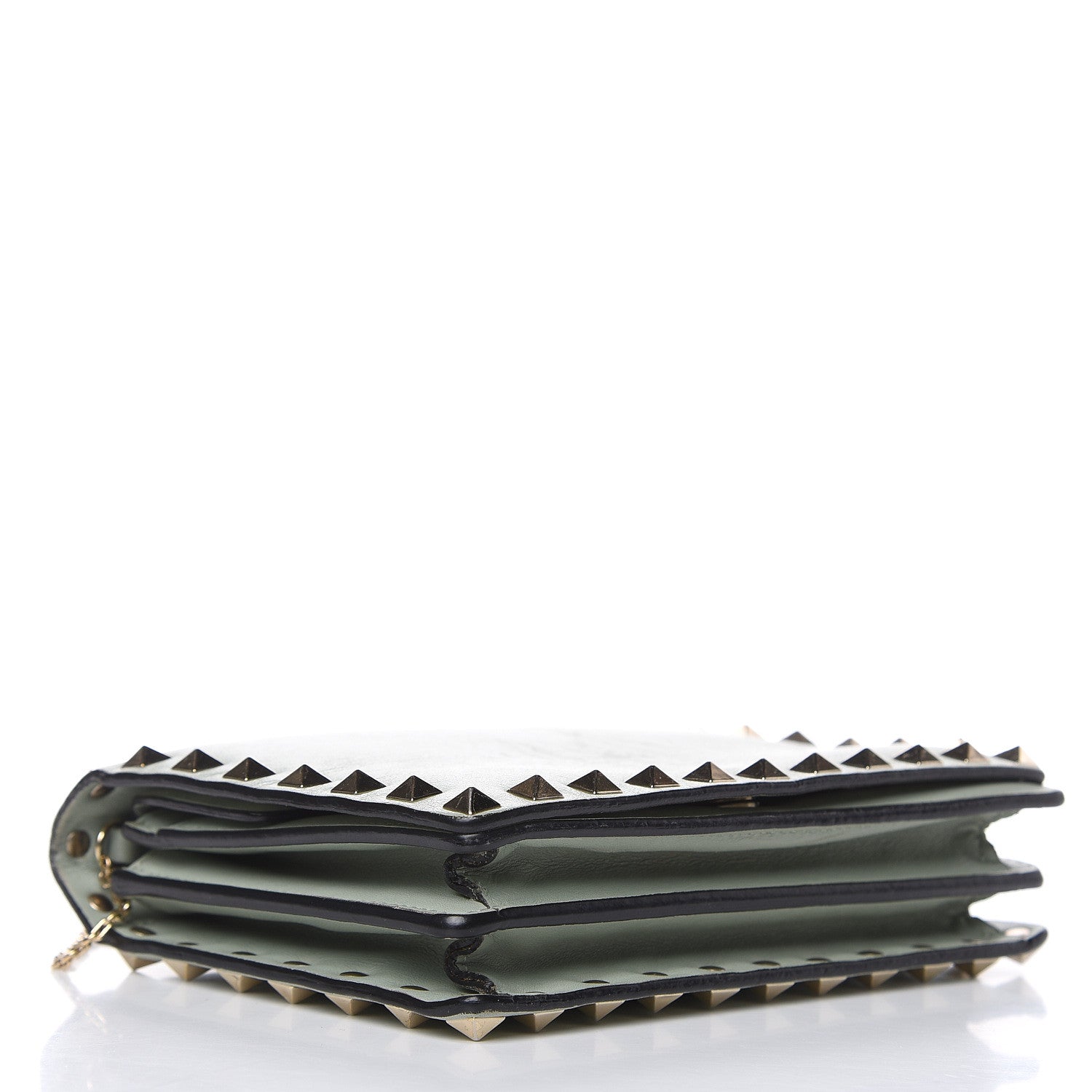 Valentino Garavani Calfskin Rockstud Wallet on Chain Water Green 4 of 15