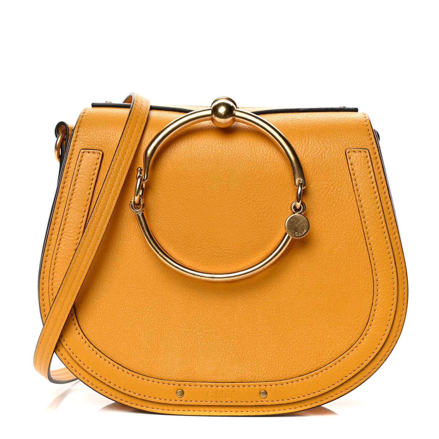 Calfskin Suede Medium Nile Bracelet Bag Dark Ochre