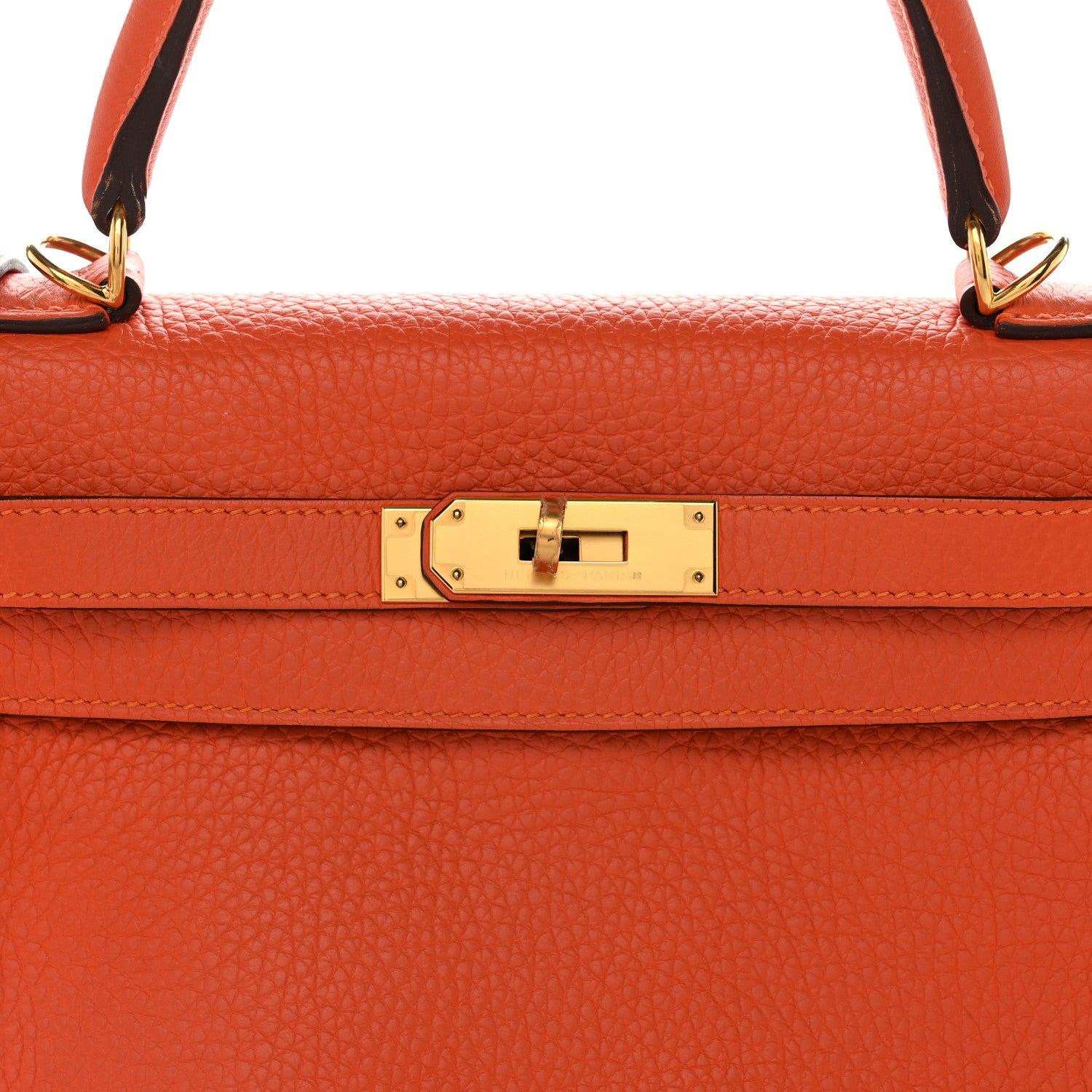 Hermes Taurillon Clemence Kelly Retourne 28 Orange 8 of 12