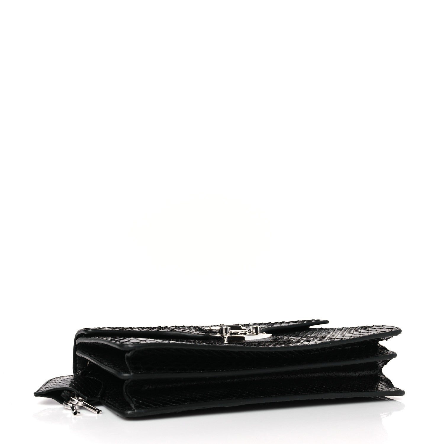 Gucci Snakeskin Small Lady Lock Briefcase Clutch Black 5 of 10