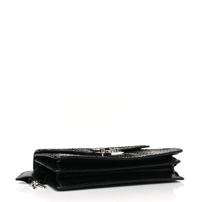 Gucci Snakeskin Small Lady Lock Briefcase Clutch Black 5 of 10