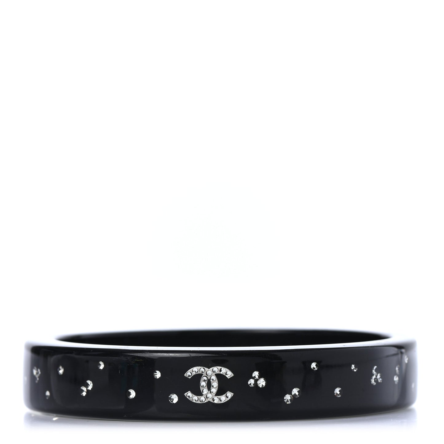 Resin Crystal CC Bangle Bracelet Black