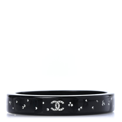 Chanel Resin Crystal CC Bangle Bracelet Black 1 of 4