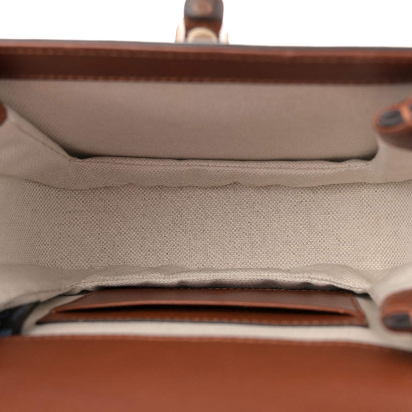 New Canvas Charisma Calfskin Crystal GG Monogram Small Bamboo 1947 Top Handle Bag Camel Ebony
