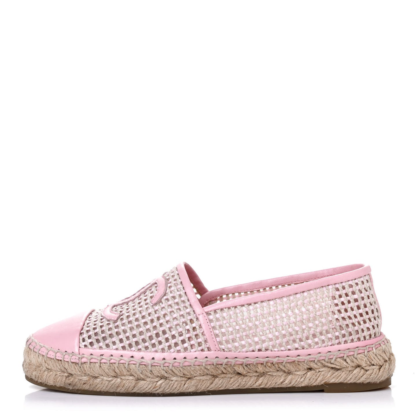Mesh Lambskin CC Espadrilles 38 Light Pink Beige