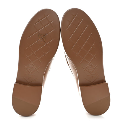 Chanel Shiny Crumpled Lambskin Quilted CC Turnlock Loafers 37 Beige 5 of 8