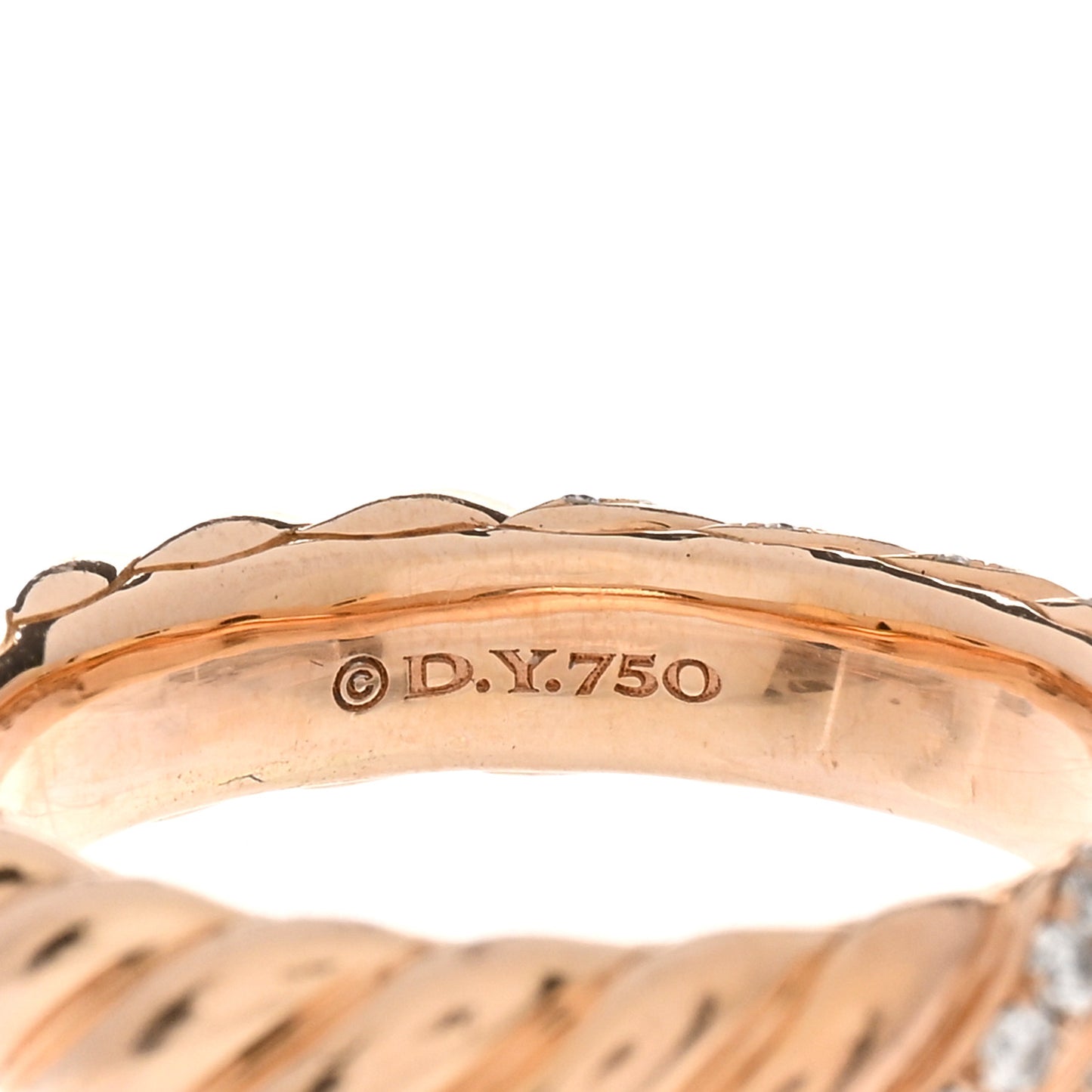 18K Rose Gold Diamond 4.6mm Sculpted Cable Band Ring 53 6.5