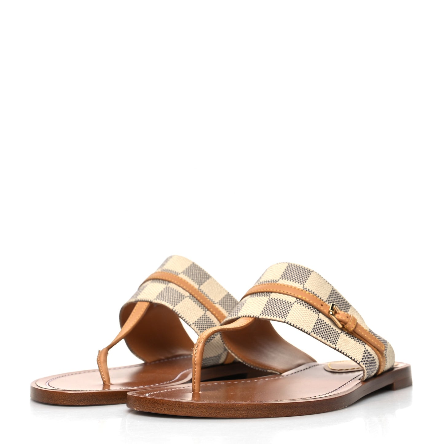 Damier Azur Palma Flat Thong Sandals 36