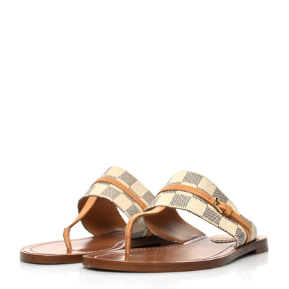 Louis Vuitton Damier Azur Palma Flat Thong Sandals 36 3 of 8