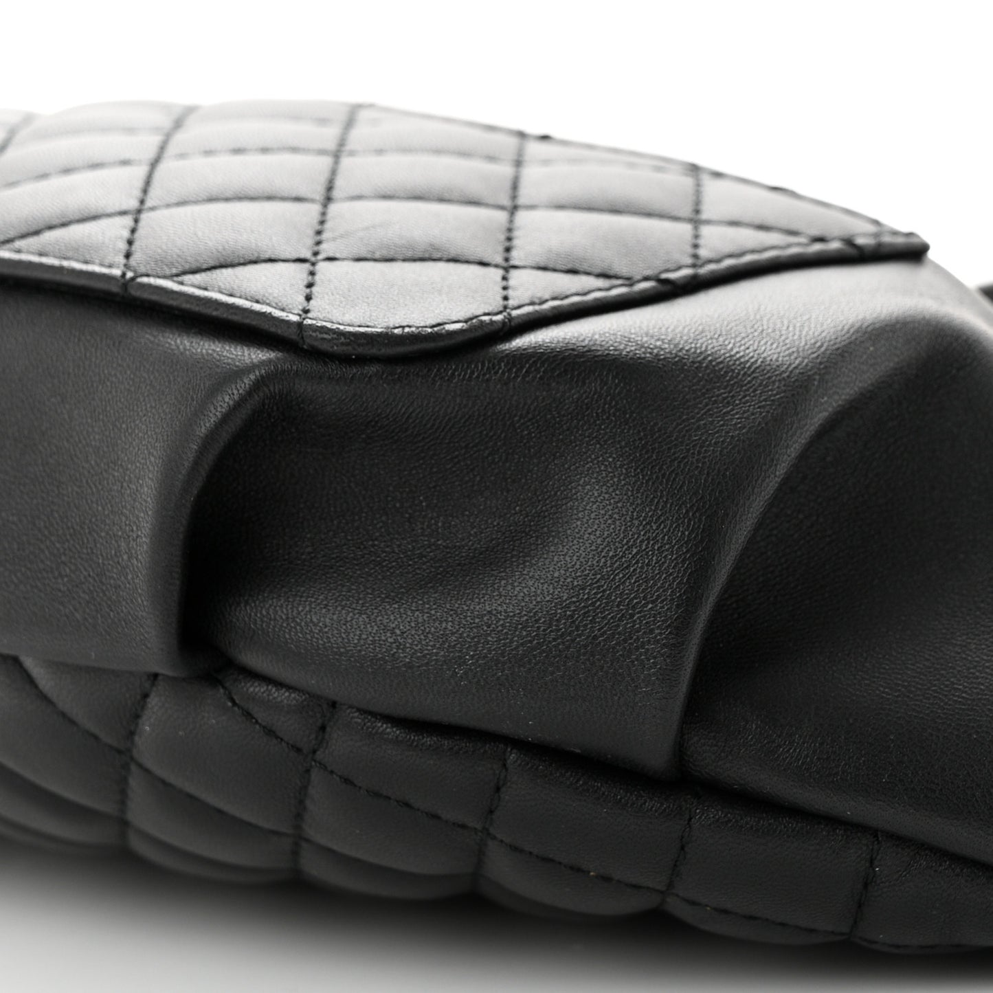 Lambskin Quilted Waist Bag Fanny Pack Black Black