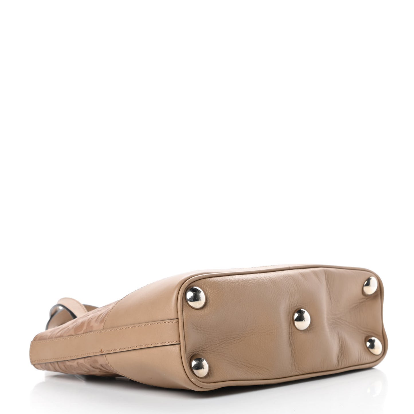 Calfskin Horsebit Embossed Tote Light Brown