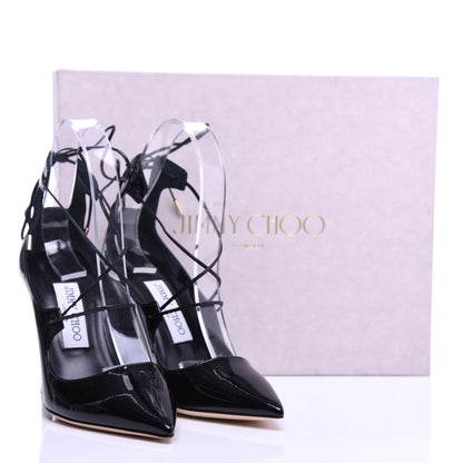 Jimmy Choo Patent Lace Up Vita 100 Pumps 35 Black 10 of 10