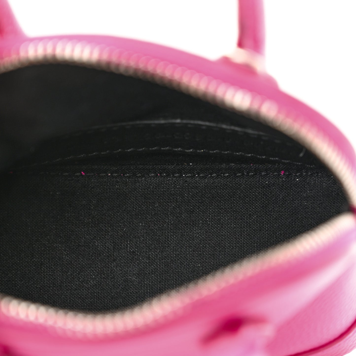 Grained Calfskin Logo Mini Ville Top Handle Bag Fuchsia White