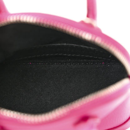 Balenciaga Grained Calfskin Logo Mini Ville Top Handle Bag Fuchsia White 5 of 13