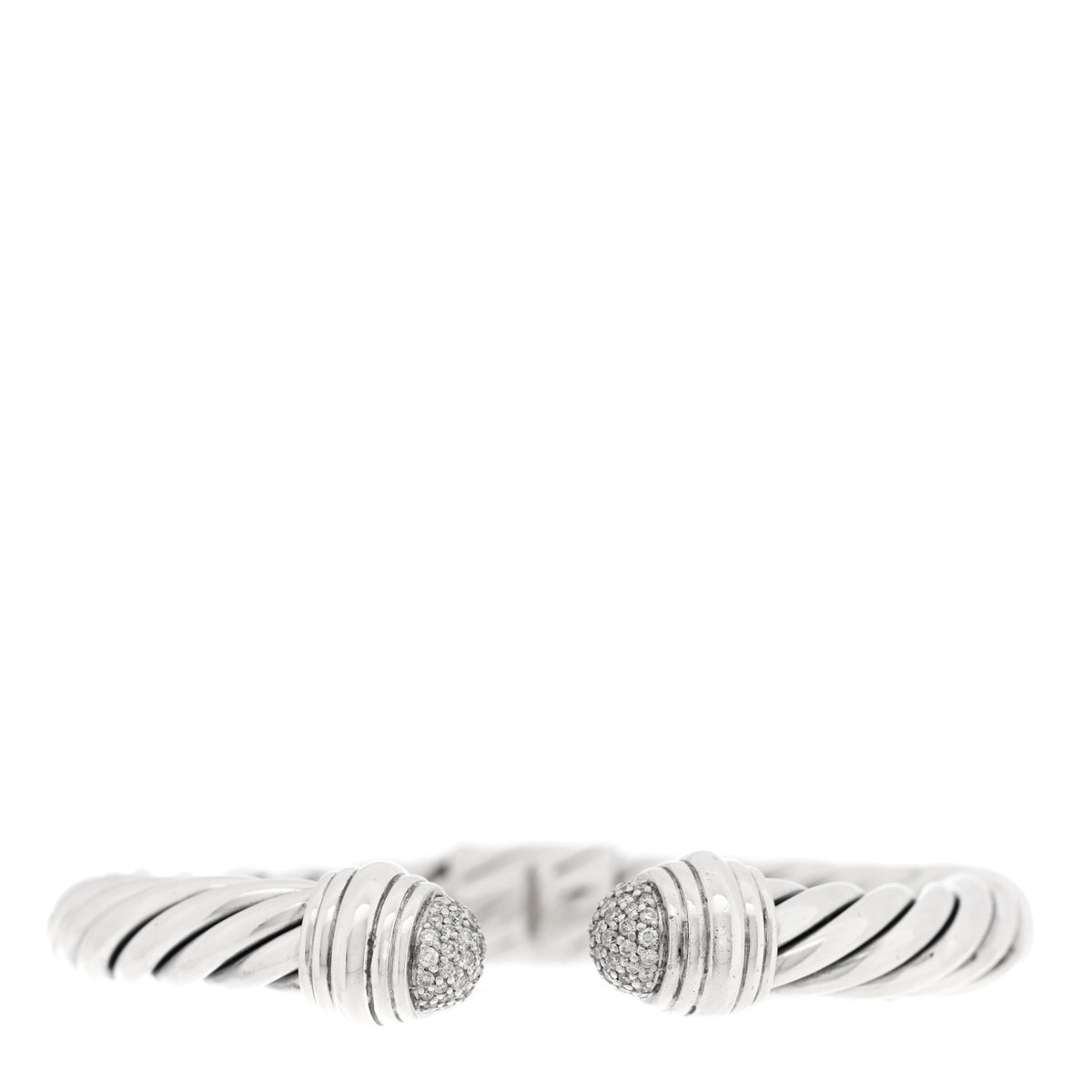David Yurman Sterling Silver Diamond 8.5mm Cable Classics Bracelet 1 of 3