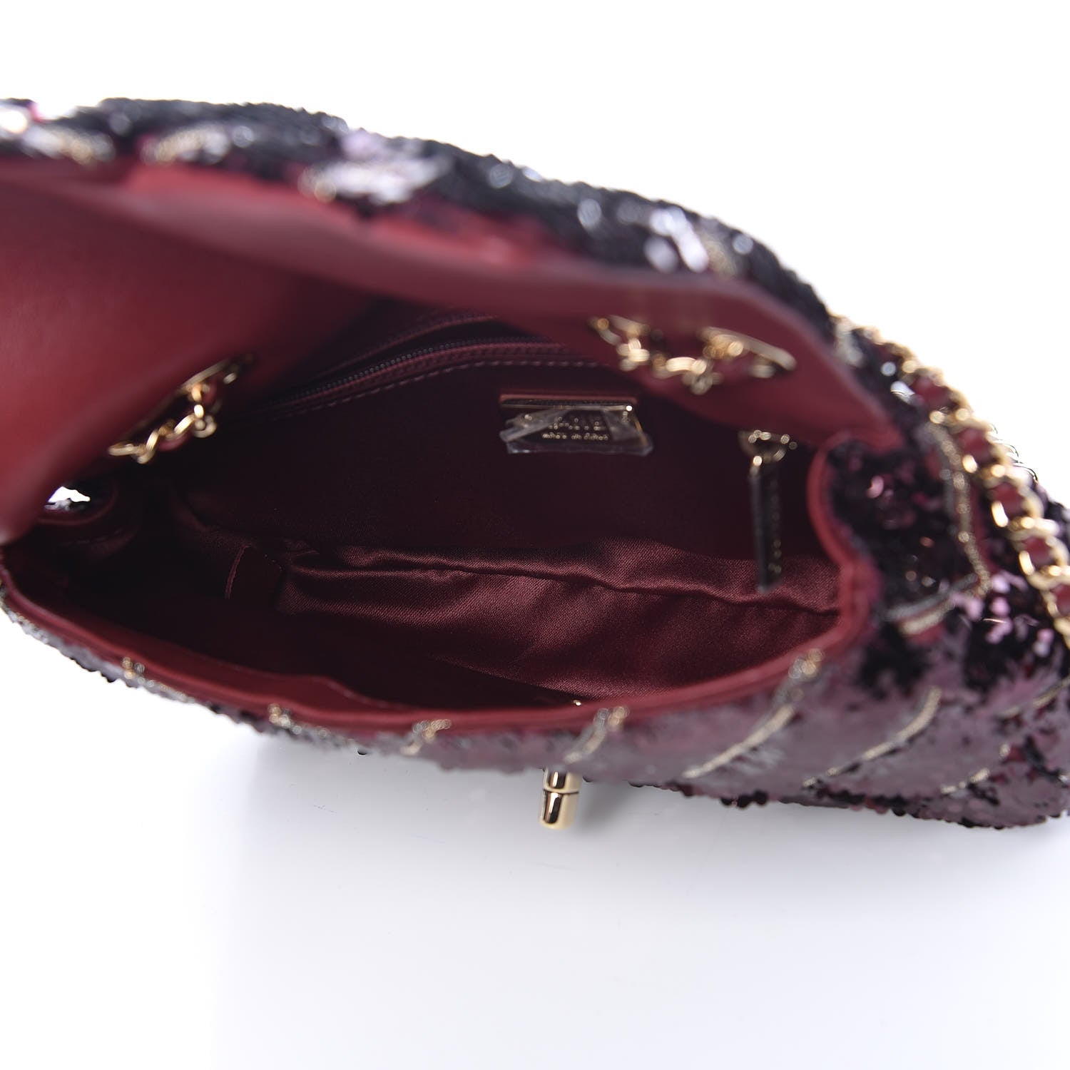 Chanel Sequins Chevron Classic Flap Burgundy 5 of 9
