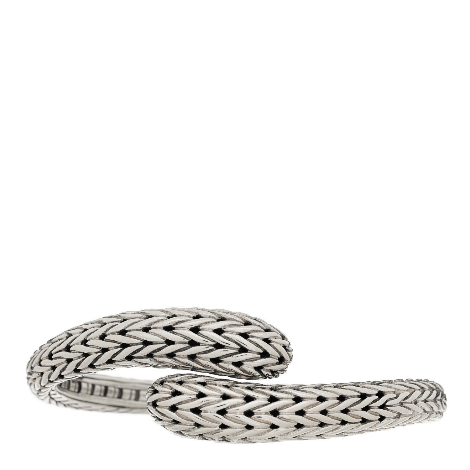 John Hardy Sterling Silver Classic Chain Small Bypass Kick Cuff Bracelet 1 of 3