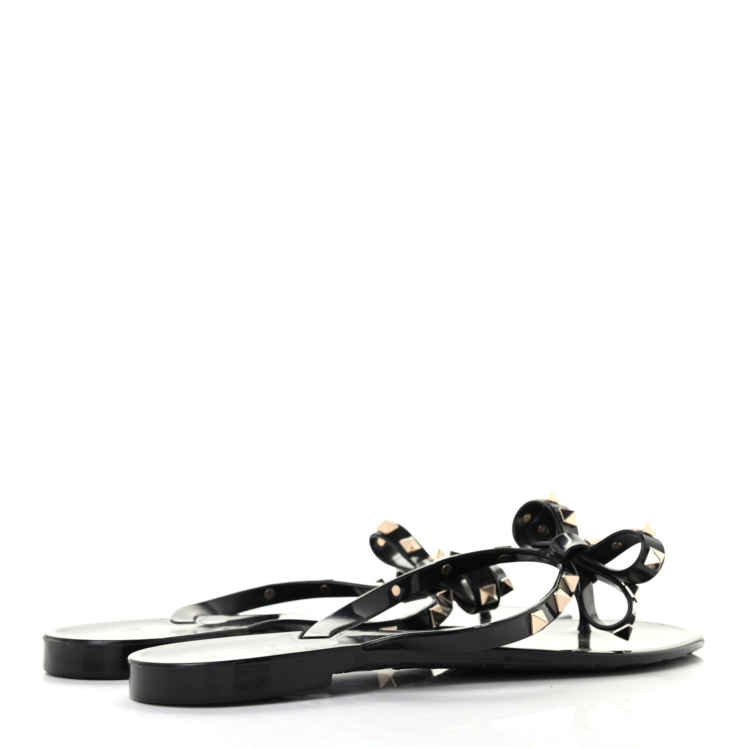 Valentino Garavani PVC Jelly Rockstud Bow Thong Sandals 41 Black 4 of 7