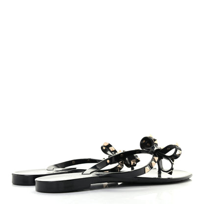 Valentino Garavani PVC Jelly Rockstud Bow Thong Sandals 41 Black 4 of 7