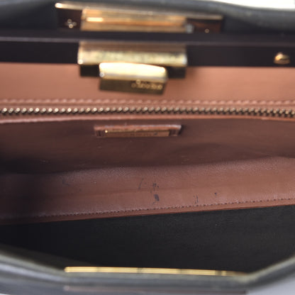 Fendi Vitello Seta Shiny Nappa Medium Peekaboo Iconic Satchel Verde Prato Makeup 6 of 11