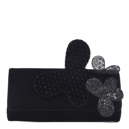 Christian Louboutin Velvet Strass Alice Clutch Black 1 of 7
