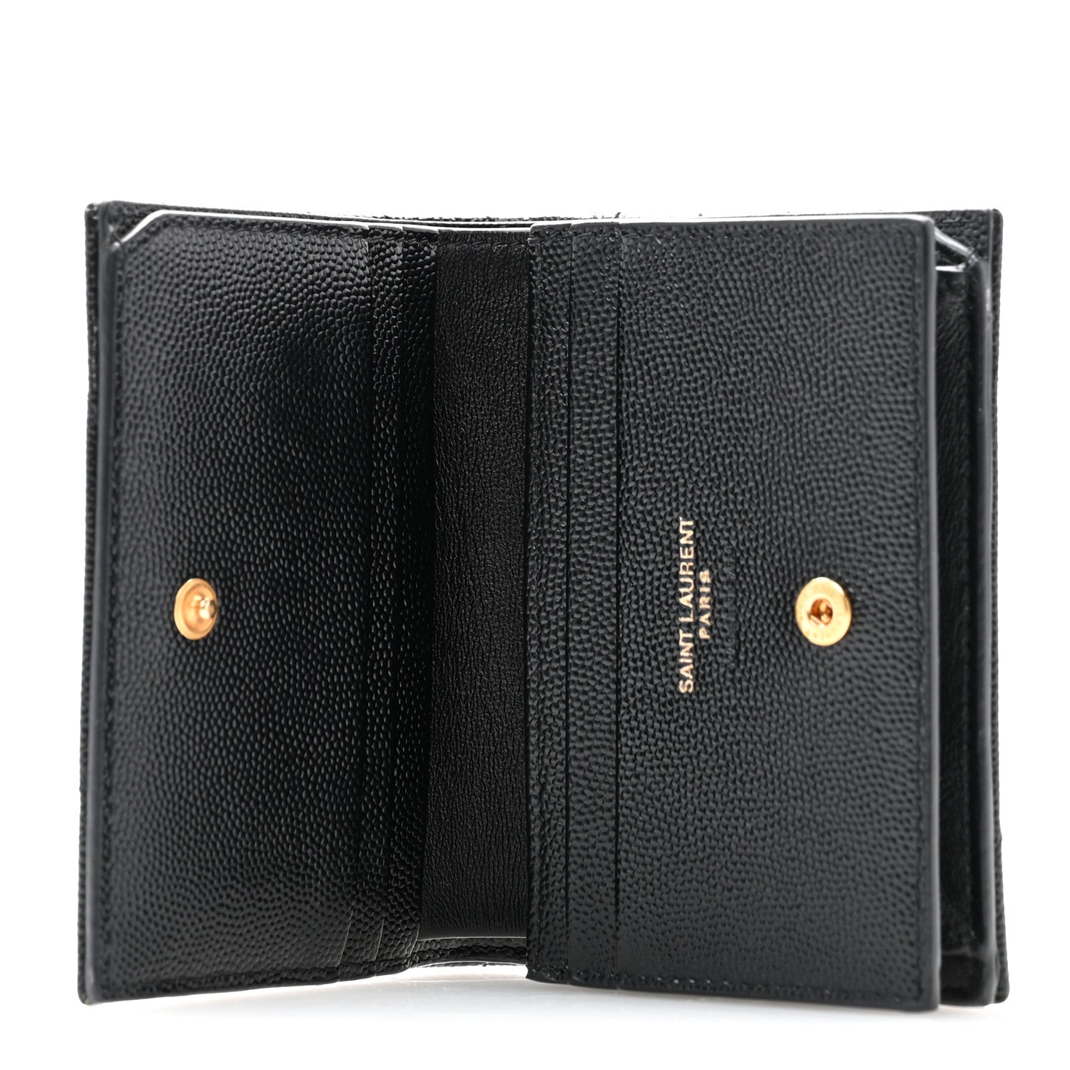 Saint Laurent Grain De Poudre Matelasse Chevron Monogram Card Case Black 5 of 10