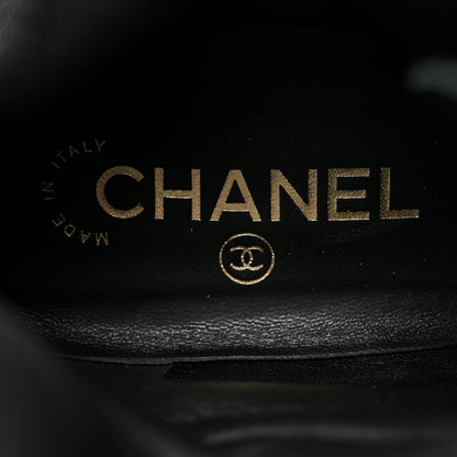 Chanel Calfskin Patent Cap Toe Lace Up Combat Boots 41 Black 8 of 8