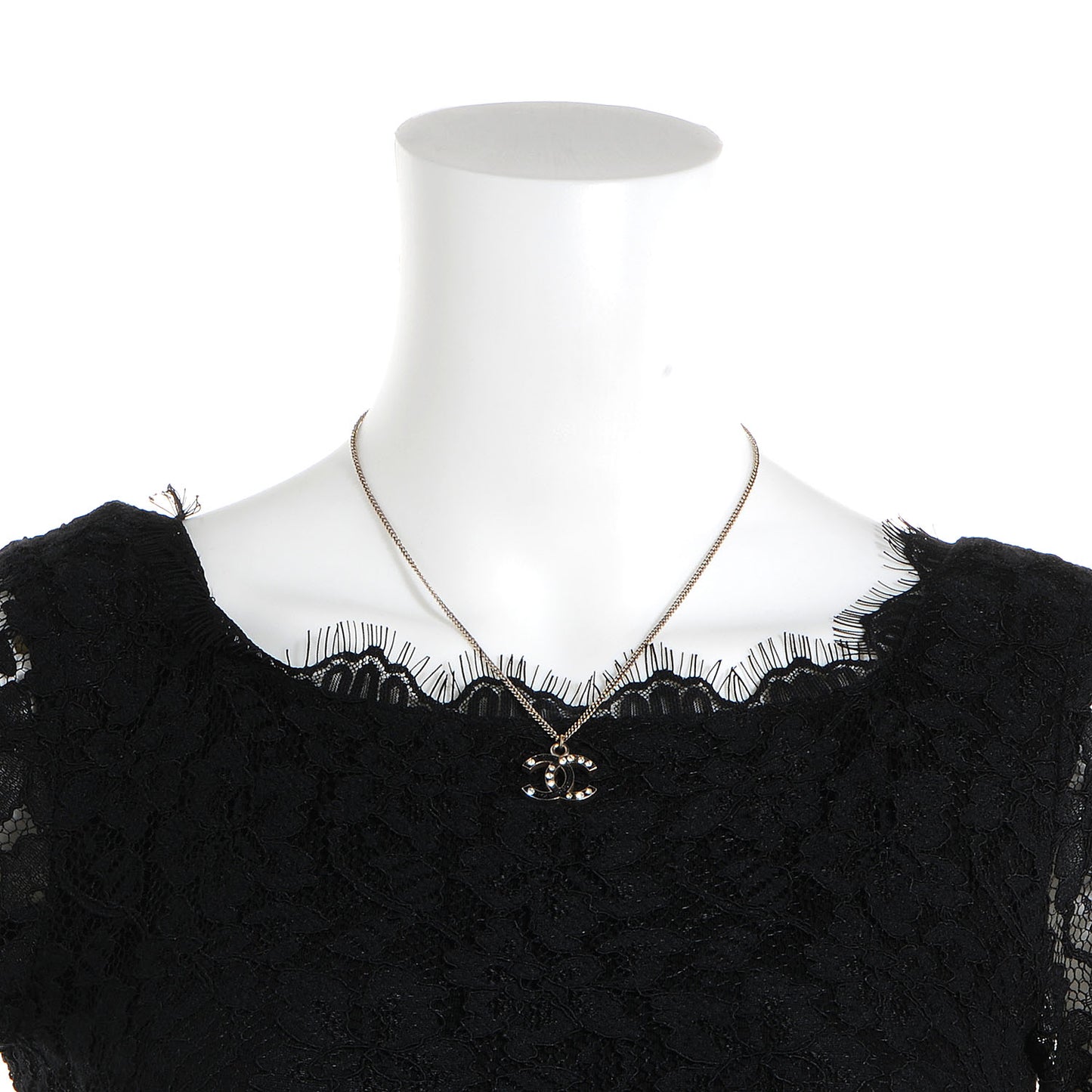 Glitter CC Crystal Necklace Black
