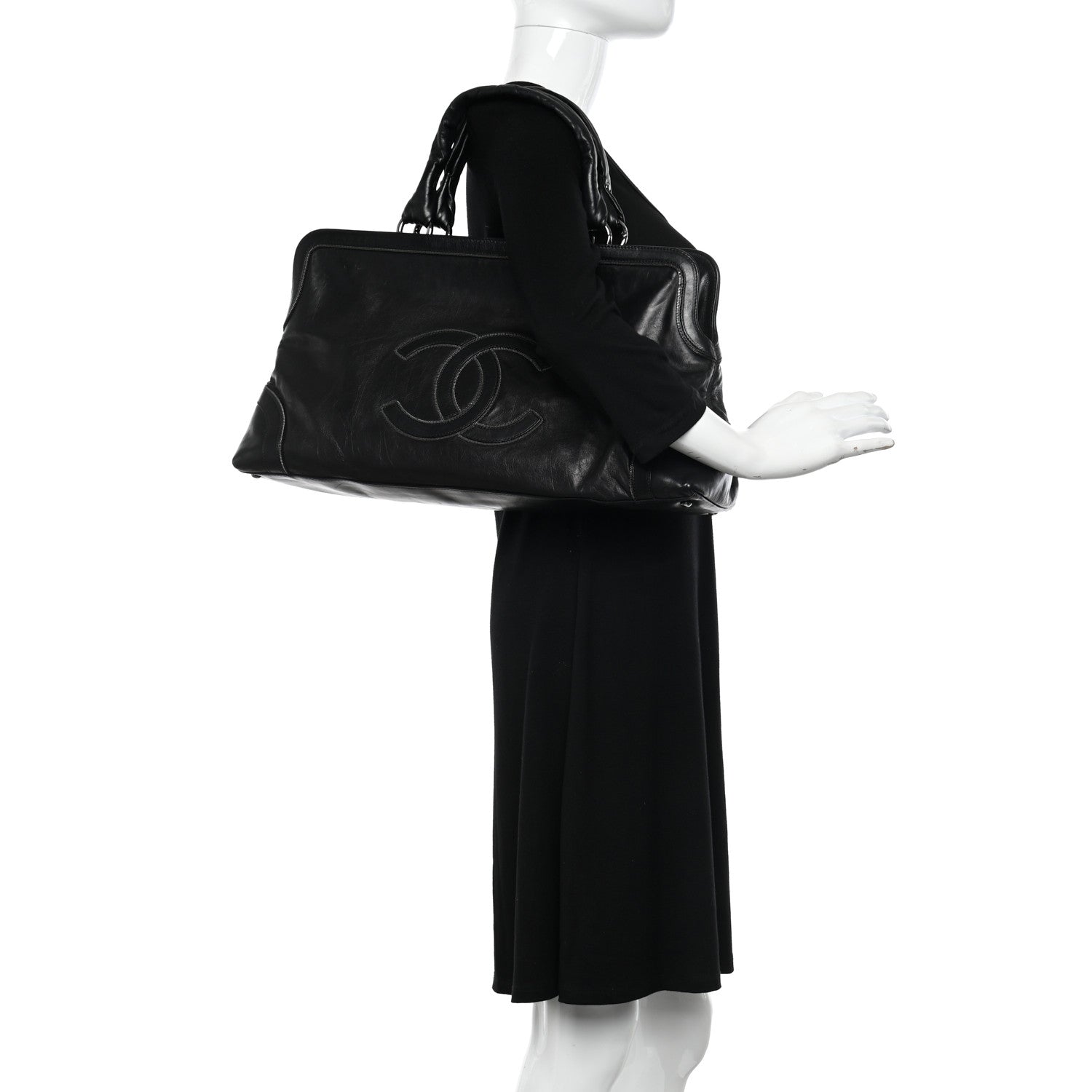 Chanel Lambskin East West Soho Shopper Black 2 of 12