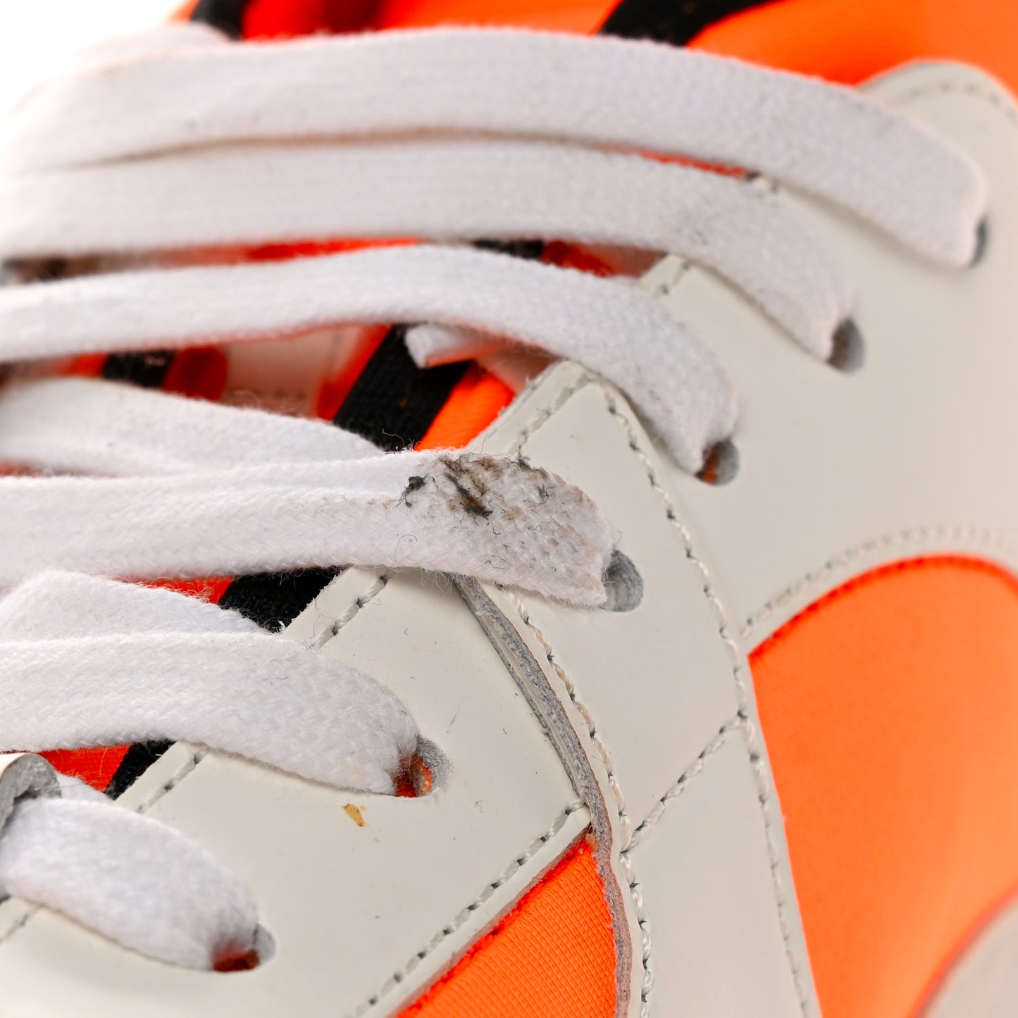 Suede Calfskin Lambskin Neoprene High Top CC Sneakers 39.5 White Fluo Orange