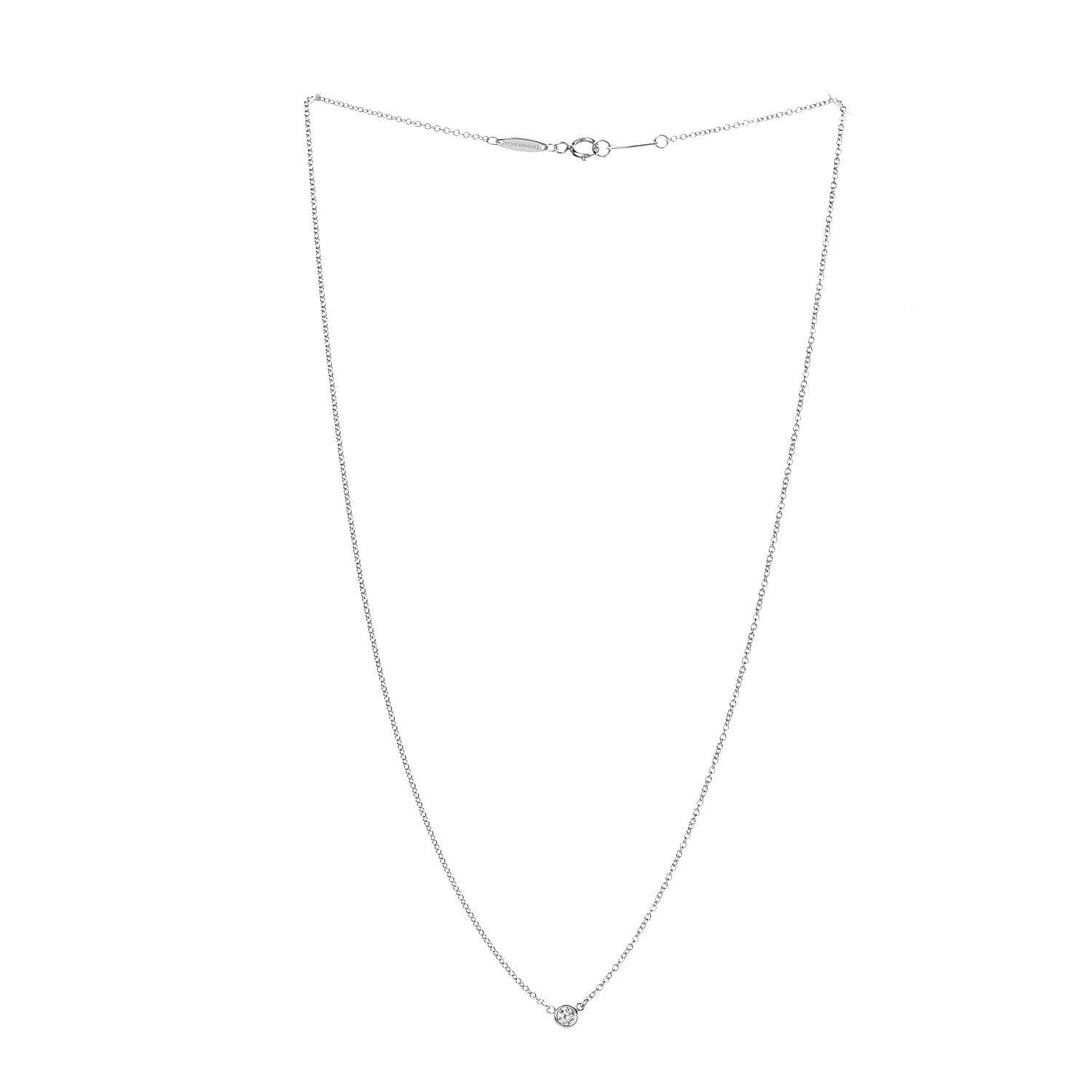 Tiffany Platinum Diamond .08ct Elsa Peretti Diamonds by the Yard Pendant Necklace 3 of 9