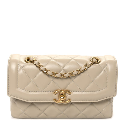 Chanel Shiny Lambskin Quilted Mini Flap Beige 1 of 10