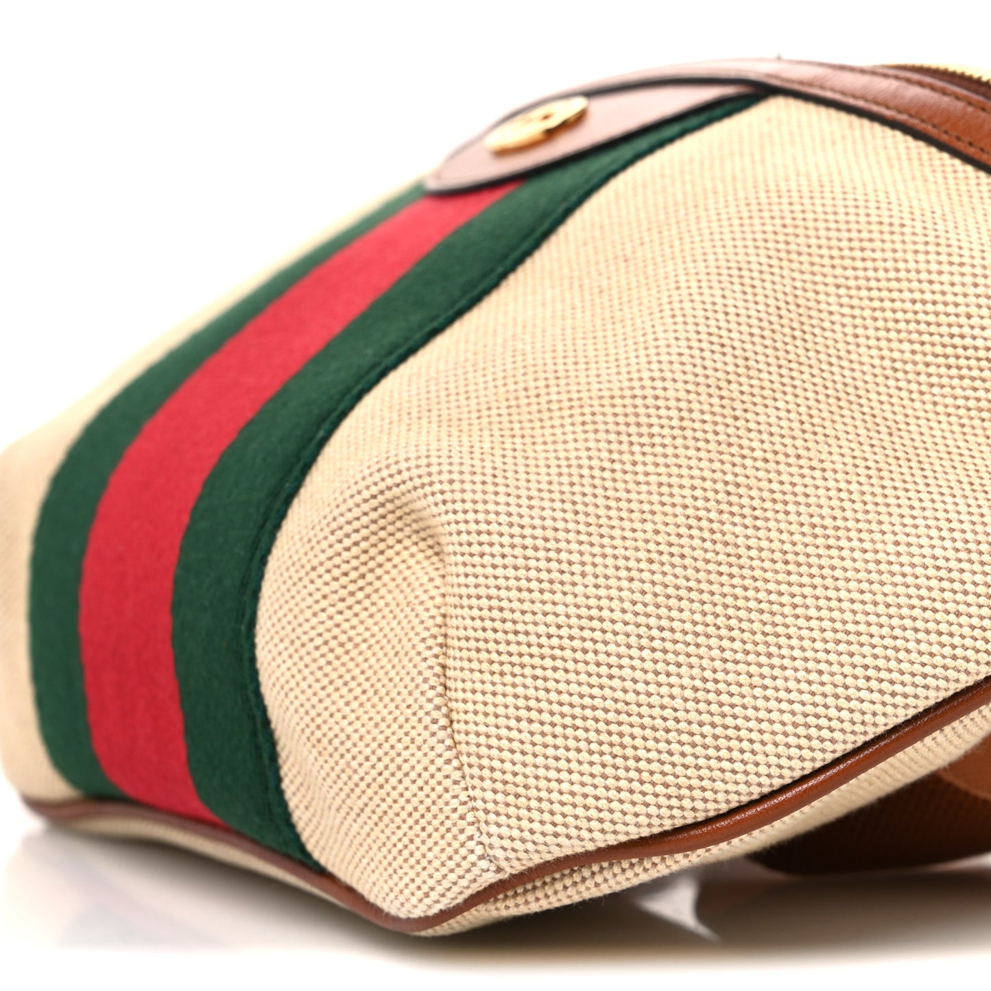 Vintage Canvas Web Belt Bag Sand Cuir