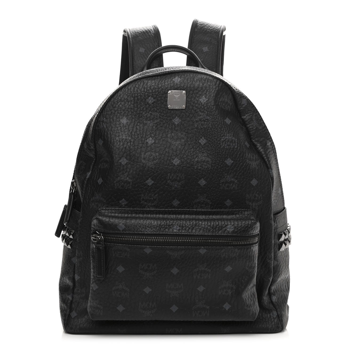 MCM Visetos Medium Side Studs Stark Backpack Black 1 of 9