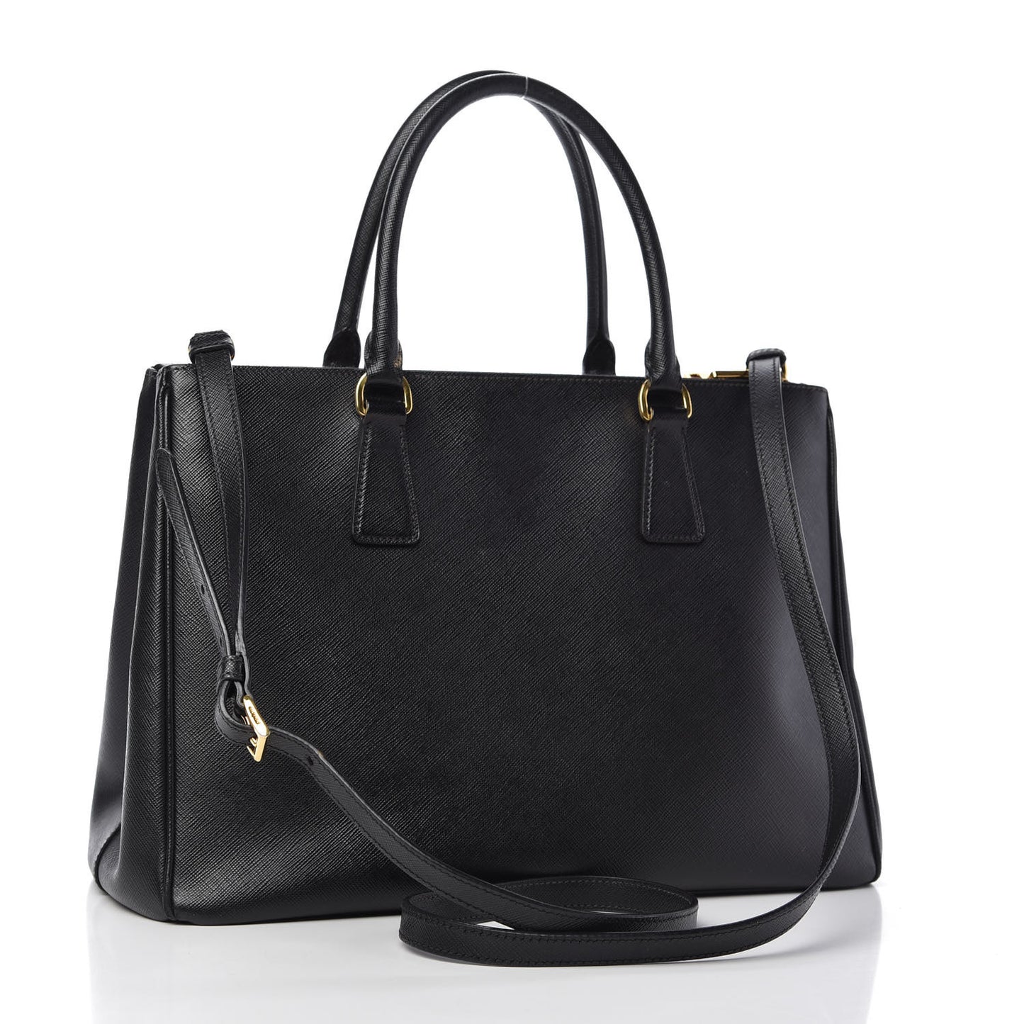 Saffiano Medium Galleria Double Zip Tote Black
