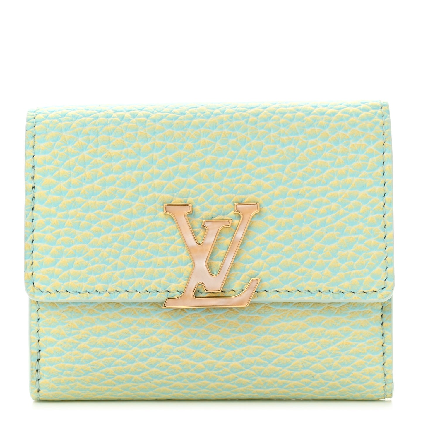 Taurillon Summer Stardust Capucines XS Wallet Vert D'Eau