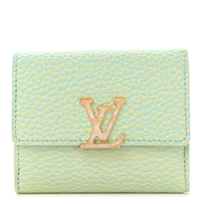 Louis Vuitton Taurillon Summer Stardust Capucines XS Wallet Vert D'Eau 1 of 7