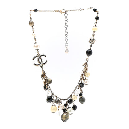 Chanel Pearl Bead CC Short Necklace Gold Black 3 of 6