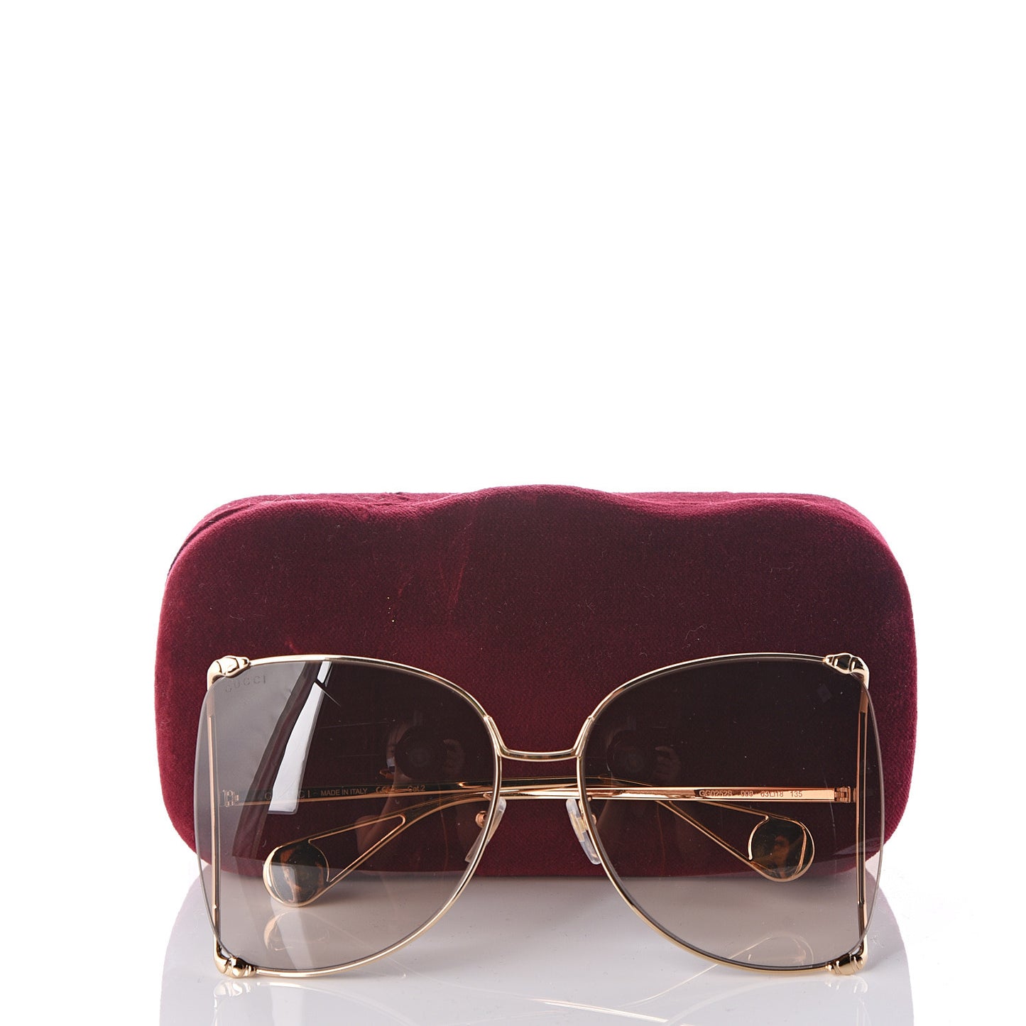 Oversized Round Sunglasses GG0252S Gold Brown